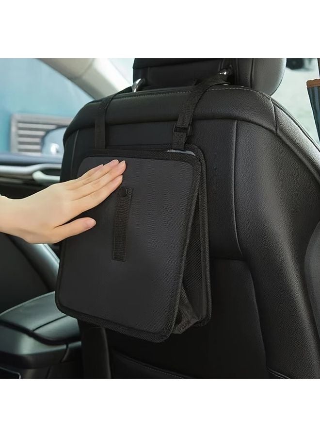 Black Car Trash Can Washable Folding Hanging Storage Bag With Zipper For Vehicle Travel Outdoor - Image 4