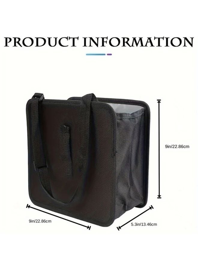 Black Car Trash Can Washable Folding Hanging Storage Bag With Zipper For Vehicle Travel Outdoor - Image 2
