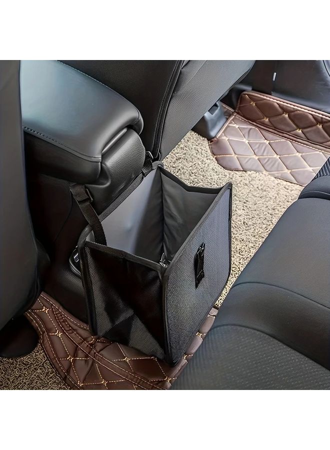 Black Car Trash Can Washable Folding Hanging Storage Bag With Zipper For Vehicle Travel Outdoor - Image 3