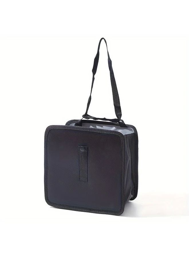 Black Car Trash Can Washable Folding Hanging Storage Bag With Zipper For Vehicle Travel Outdoor - Image 5