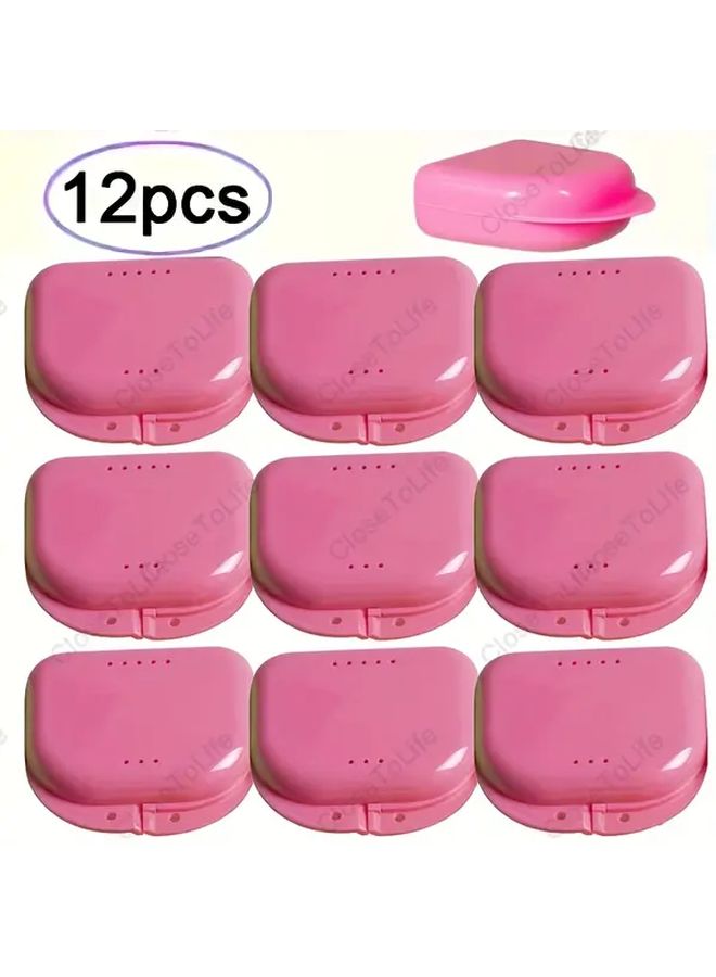 وردي 12 قطعة حقيبة أطقم أسنان محمولة مع غطاء محكم الإغلاق وفتحات تهوية - Image 1