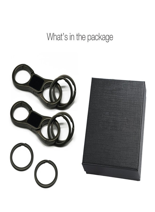 Lancher 2-Pack Key Chain Easy to Remove Keys Quick Release (2 Extra Key Rings and Gift Box) Double Key Clip Car Keychain for Man and Women-Black - Image 5