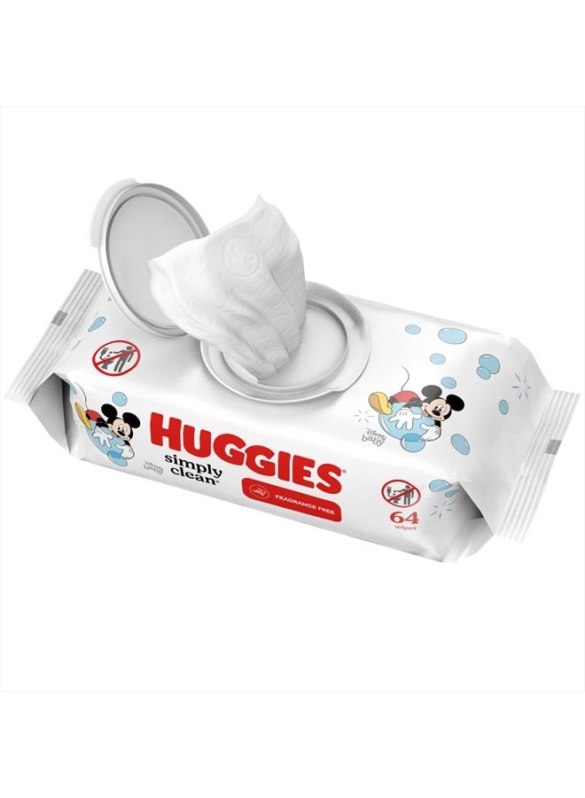 HUGGIES Huggies Simply Clean Fragrance-Free Baby Wipes, Unscented Diaper Wipes, 1 Flip-Top Pack (64 Wipes Total) - Image 1