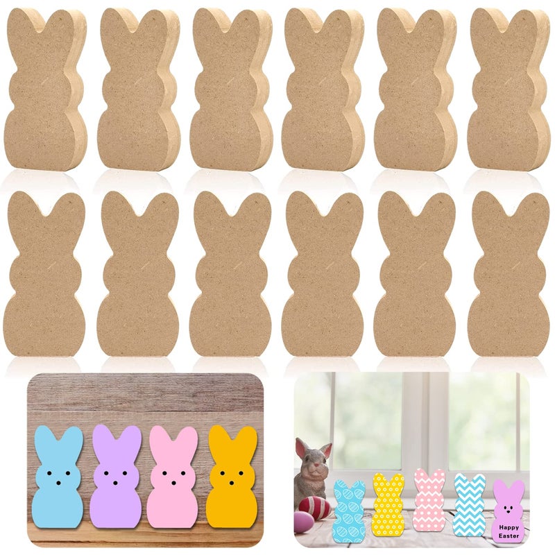 Ahzemepinyo 24 Bunny Cutouts - Unfinished Wooden Bunny Signs & Tabletop Decorations for Easter & Spring Home Decor & Classroom DIY Art Craft - Image 1