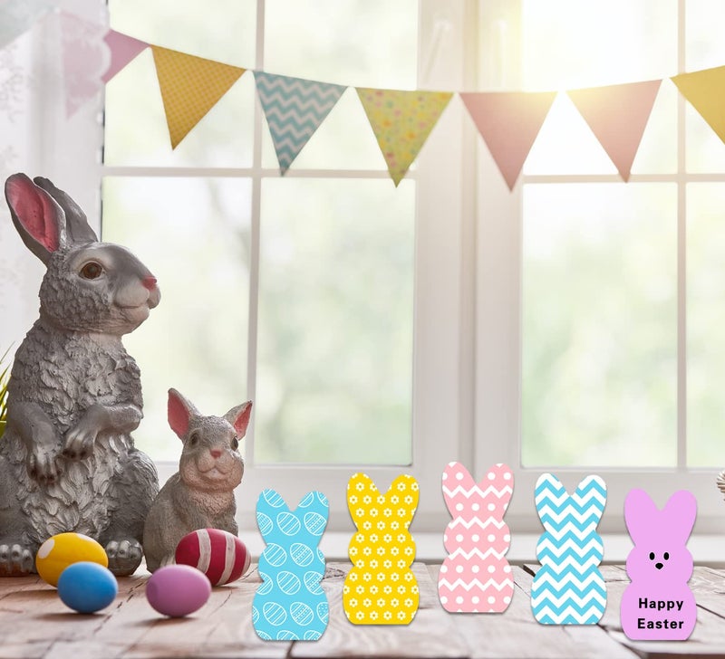 Ahzemepinyo 24 Bunny Cutouts - Unfinished Wooden Bunny Signs & Tabletop Decorations for Easter & Spring Home Decor & Classroom DIY Art Craft - Image 4