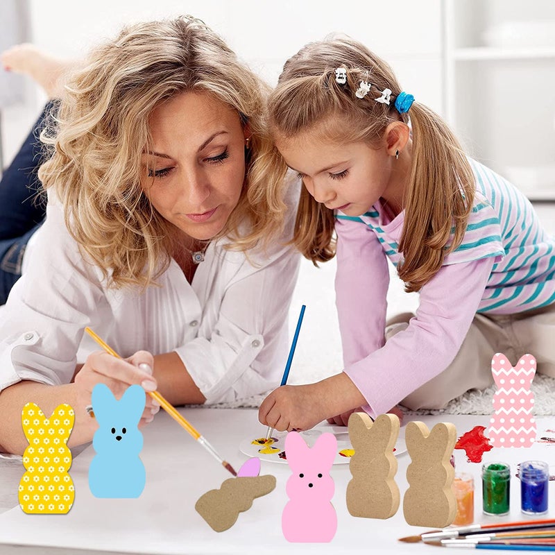 Ahzemepinyo 24 Bunny Cutouts - Unfinished Wooden Bunny Signs & Tabletop Decorations for Easter & Spring Home Decor & Classroom DIY Art Craft - Image 3