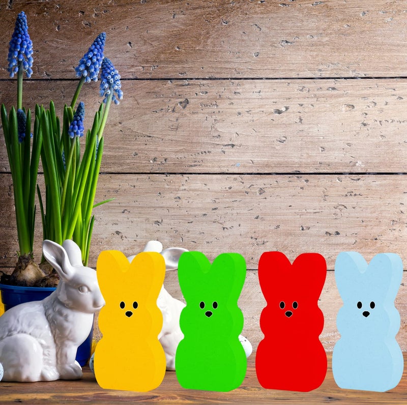 Ahzemepinyo 24 Bunny Cutouts - Unfinished Wooden Bunny Signs & Tabletop Decorations for Easter & Spring Home Decor & Classroom DIY Art Craft - Image 5