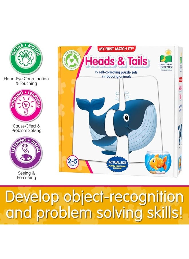 The Learning Journey: My First Match It - Head and Tails - 15 Piece Self-Correcting Animal Matching Puzzles - Learning Toys for Toddlers 1-3 - Award Winning Toys - Image 2