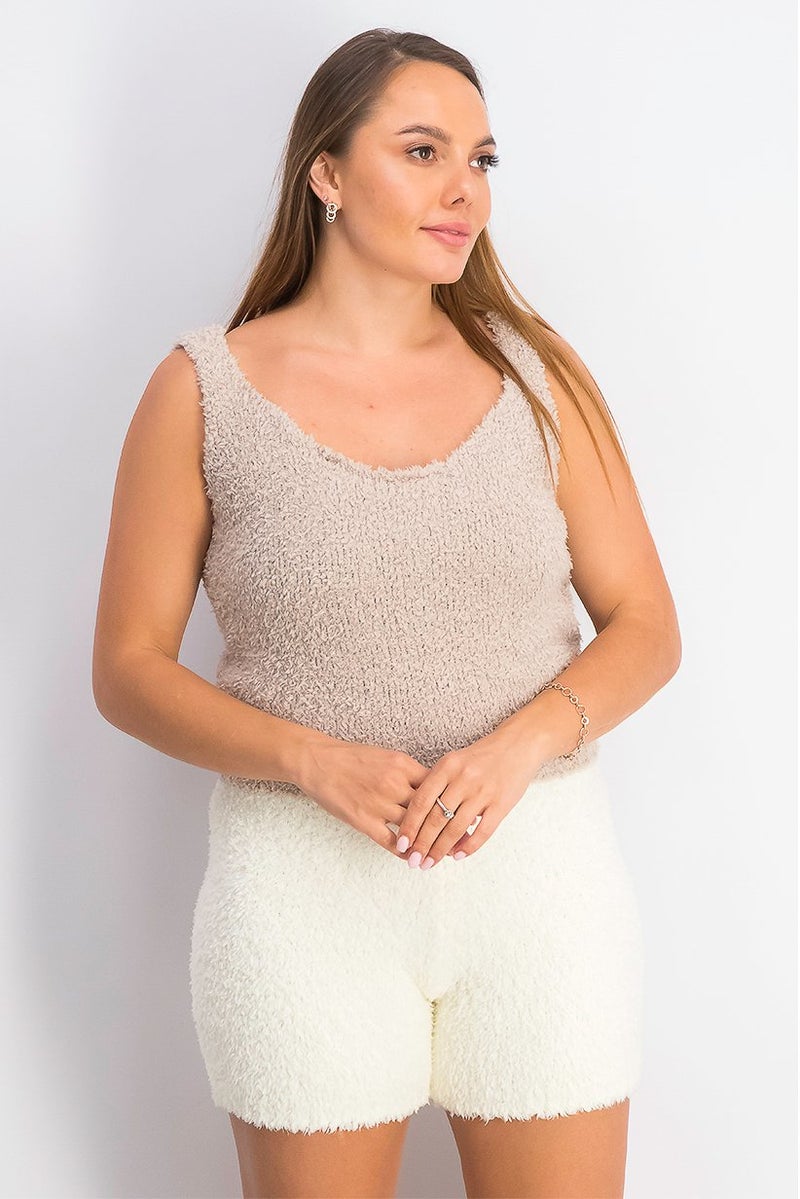 XOXO تي شيرت نسائي بحلقه واسعة مريح من نسيج محبوك، لون قهوة بالحليب - Image 1