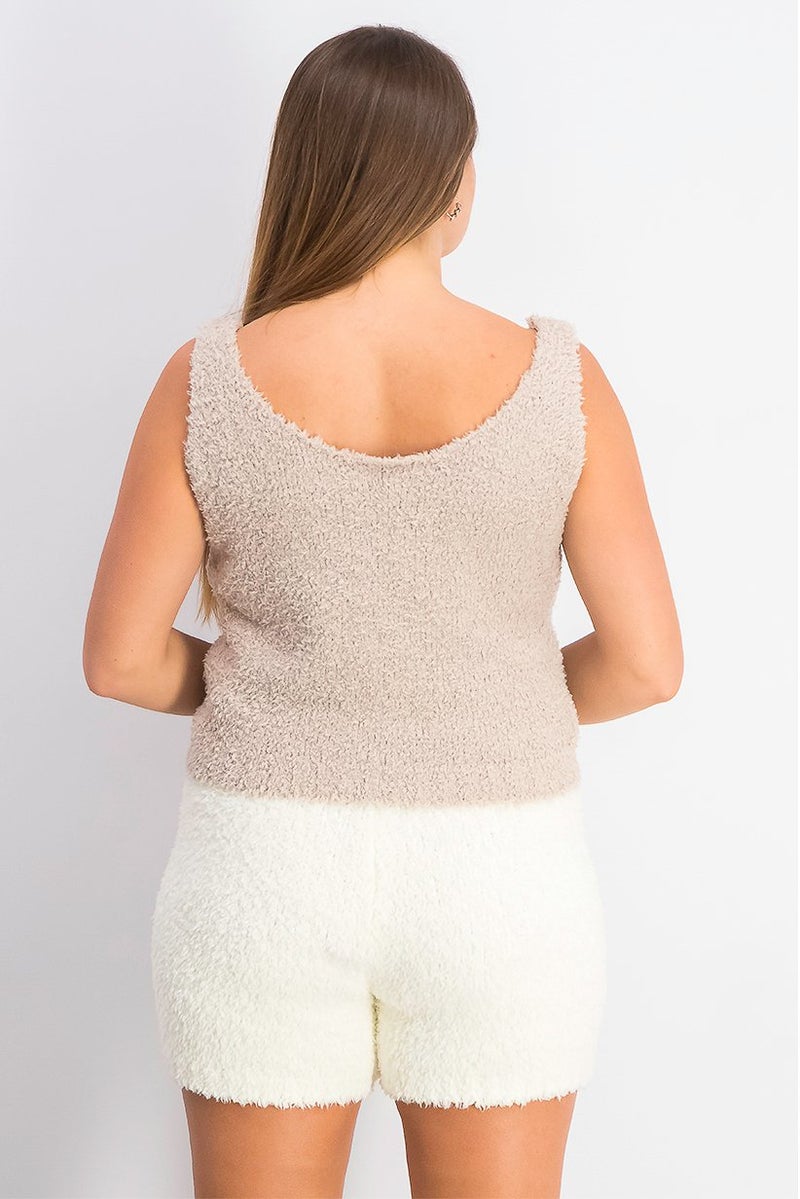 XOXO تي شيرت نسائي بحلقه واسعة مريح من نسيج محبوك، لون قهوة بالحليب - Image 2