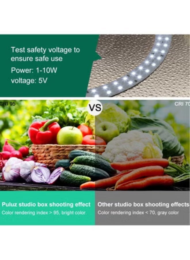 PULUZ 11.8 Inch/30cm Portable Photo Lighting Studio Light Box Shooting Tent Box Kit 30cm Ring Light with 6 Colors Backdrops (Black, White, Yellow, Red, Green, Blue) - Image 5