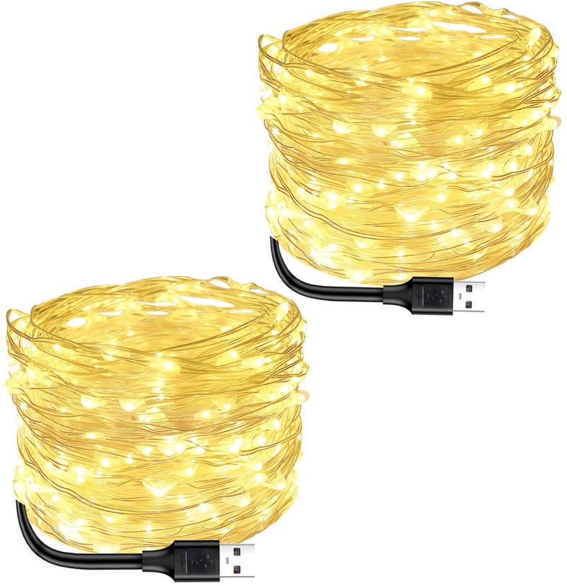 MIRADH Fairy Lights USB Powered String Lights 3M, 30 Led Christmas Lights Fairy String Lights for Party Wedding Festival Bedroom Table Decoration (Warm White, Pack of 2) - Image 1