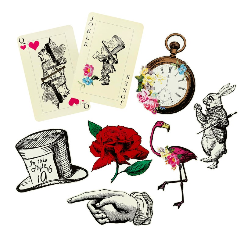 Talking Tables Pack of 8 Alice in Wonderland Props - Oversized Decorations, Party Supplies For Mad Hatter Tea Party, Birthday, Afternoon Teas, Baby Shower, Garden - Image 1