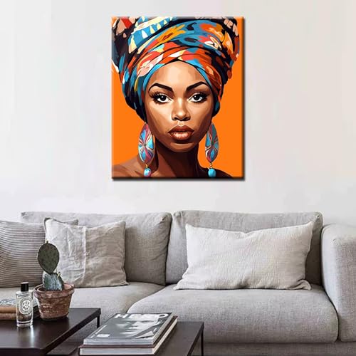 Tucocoo Black Women DIY Paint by Numbers for Adults African American Woman DIY Oil Painting Acrylic Paint Art Graffiti Women Painting Kit Canvas with Acrylic Paints Afro Girl Art 16x20 Inch（without Frame ） - Image 3