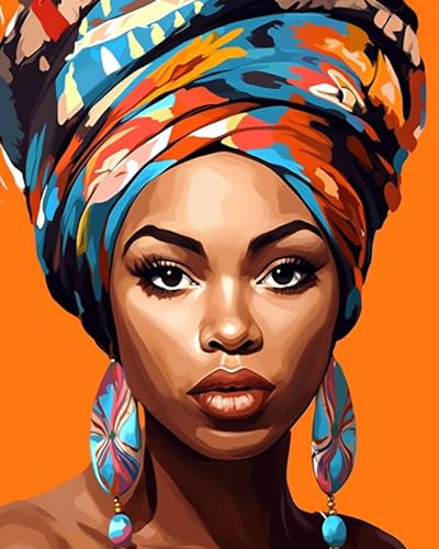 Tucocoo Black Women DIY Paint by Numbers for Adults African American Woman DIY Oil Painting Acrylic Paint Art Graffiti Women Painting Kit Canvas with Acrylic Paints Afro Girl Art 16x20 Inch（without Frame ） - Image 1