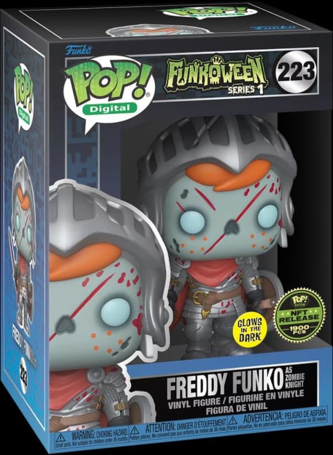 Funko فانكو بوب! فريدي الرقمي كزومبي فارس NFT حصري بوب مادي يتوهج في الظلام