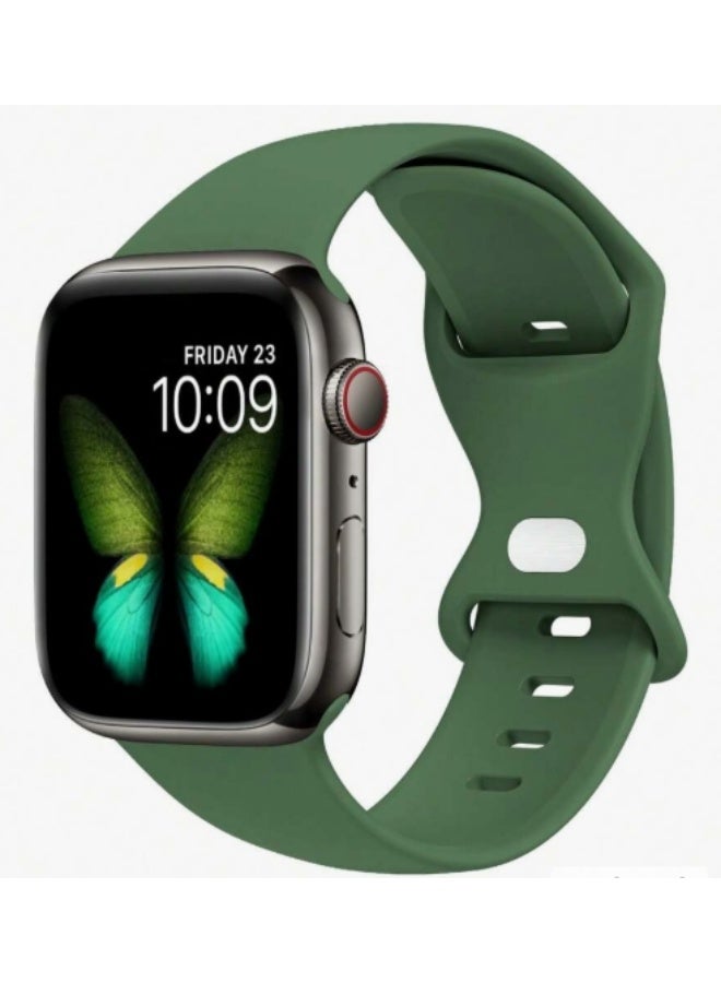 سوار رياضي من السيليكون متوافق مع سوار ساعة أبل بمقاسات 42 مم، 44 مم، 45 مم، 46 مم، 49 مم - اخضر غامق - Image 2