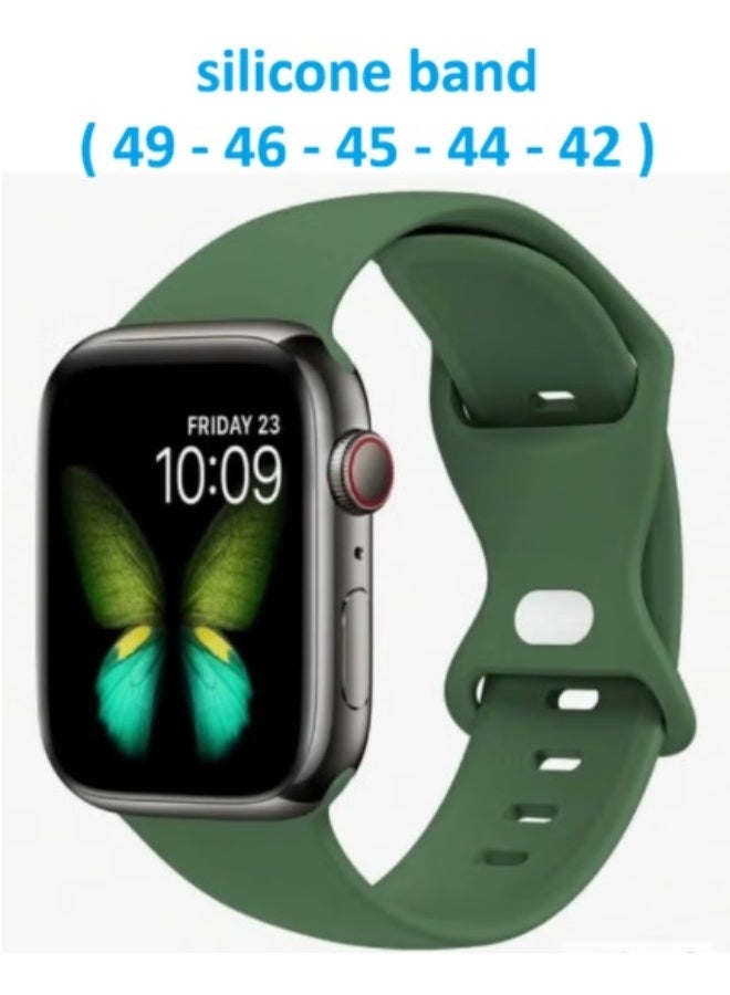 سوار رياضي من السيليكون متوافق مع سوار ساعة أبل بمقاسات 42 مم، 44 مم، 45 مم، 46 مم، 49 مم - اخضر غامق - Image 1