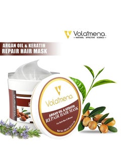 VOLAMENA WITH DEVICE Volamena Argan Oil & Keratin Repair Hair Mask 250 Mlfor Men/Women Repairs Dry & Damaged Hair Reduces Hair Fall Soothes And Moisturizes Your Scalp Deep Conditioner  - Image 3