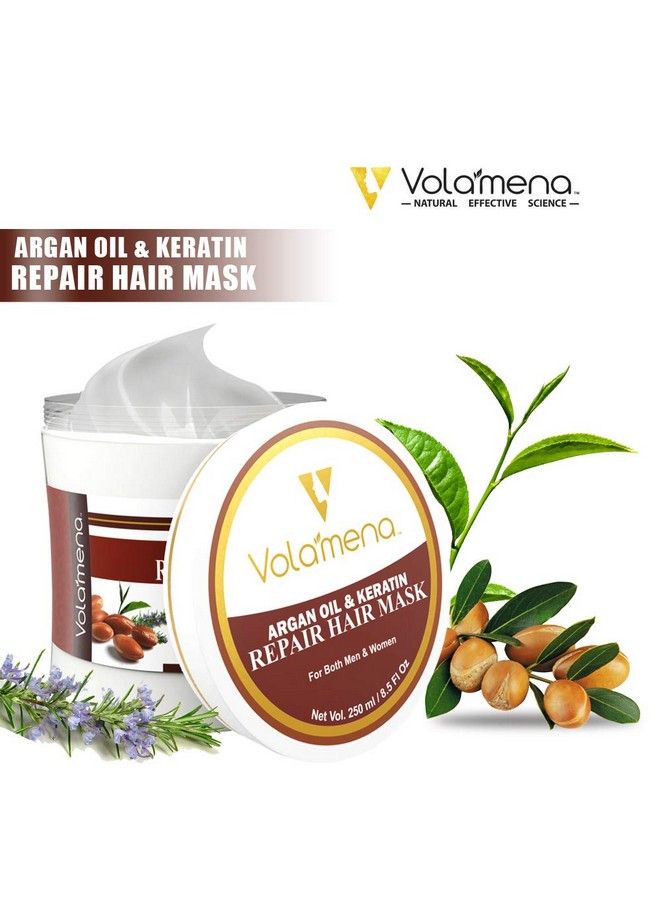 VOLAMENA WITH DEVICE Volamena Argan Oil & Keratin Repair Hair Mask 250 Mlfor Men/Women Repairs Dry & Damaged Hair Reduces Hair Fall Soothes And Moisturizes Your Scalp Deep Conditioner  - Image 3