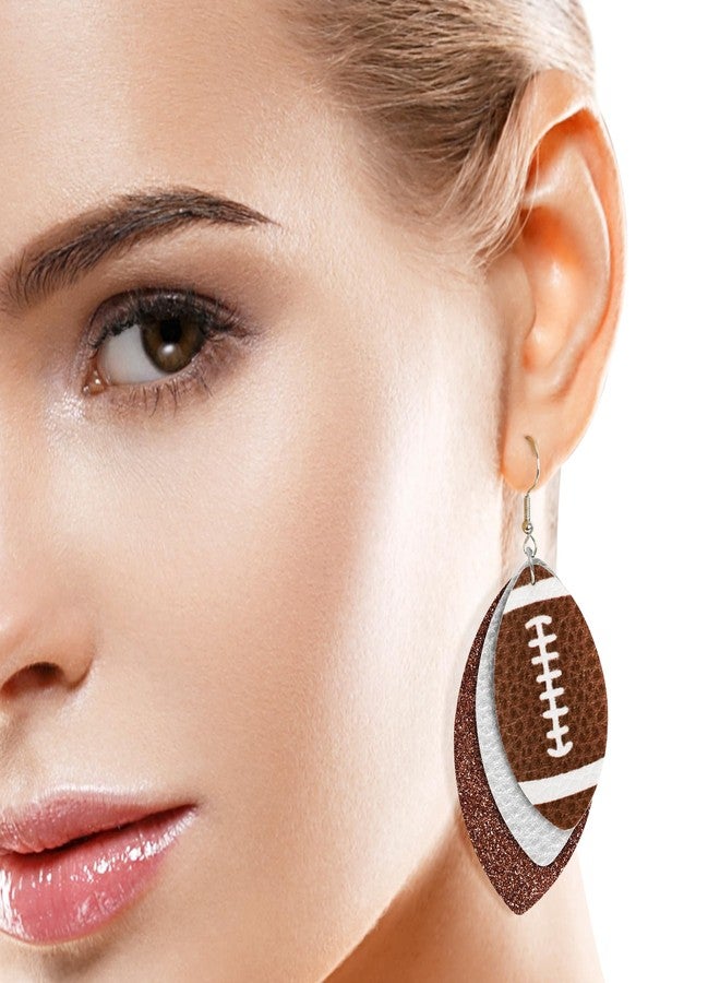 FULLIVE Football Earrings, Leather Game Day Earring, Brown Game Day Dangle for Women, Football Jewelry Costume Accessories - Image 5
