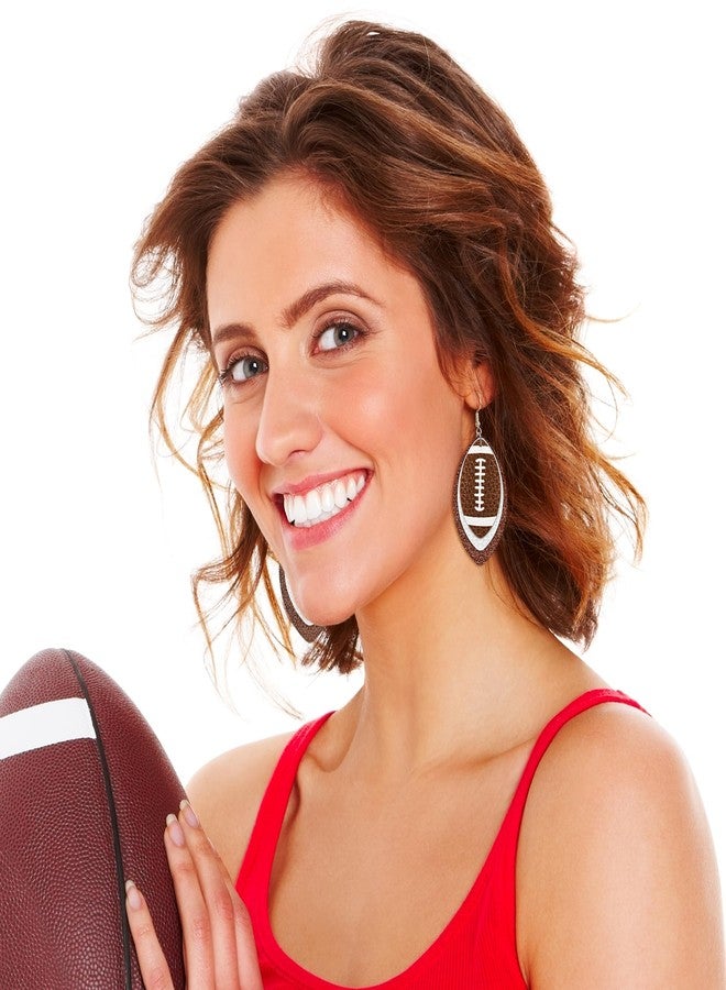 FULLIVE Football Earrings, Leather Game Day Earring, Brown Game Day Dangle for Women, Football Jewelry Costume Accessories - Image 4
