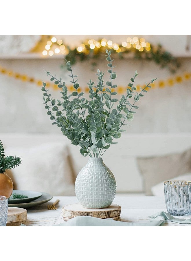 TIED RIBBONS 5 Pcs Artificial Eucalyptus Gingko Leaves Plants Flowers (Green, 40.64 Cm) For Vase Pot Home Decor Living Room Bedroom Decoration Office Table Top Decorative Items Polyester  - Image 1