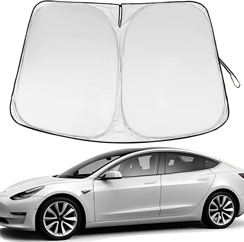 Golufomi Windshield Sunshade for Tesla Model 3 and Model Y - Reflective Polyester Heat Protection - Image 1