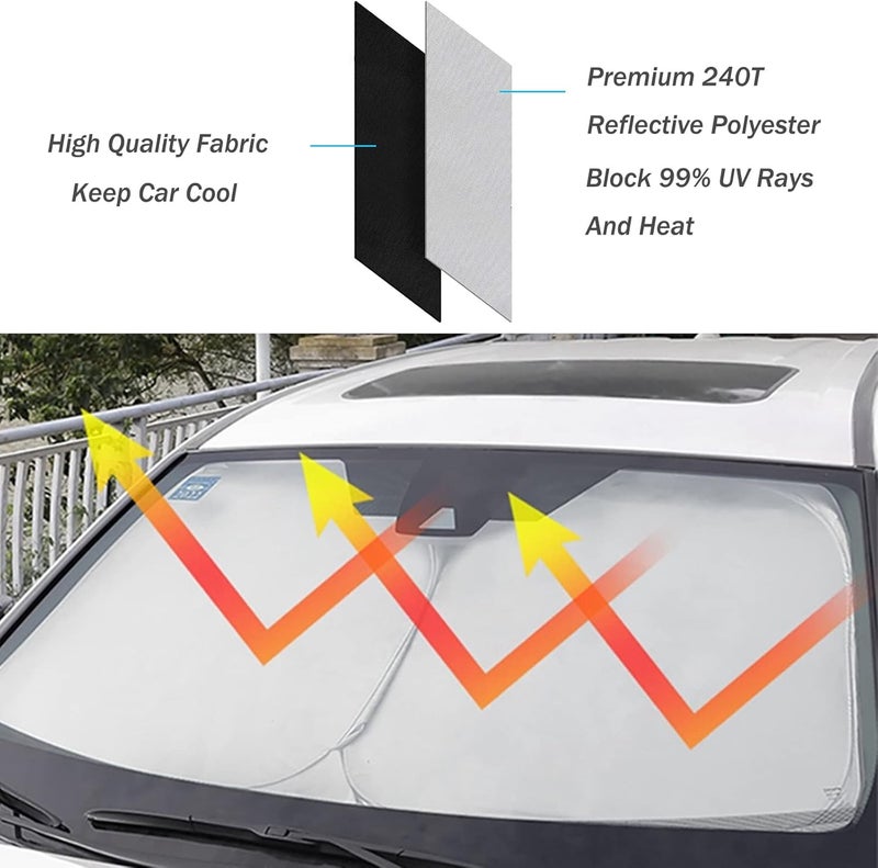 Golufomi Windshield Sunshade for Tesla Model 3 and Model Y - Reflective Polyester Heat Protection - Image 5