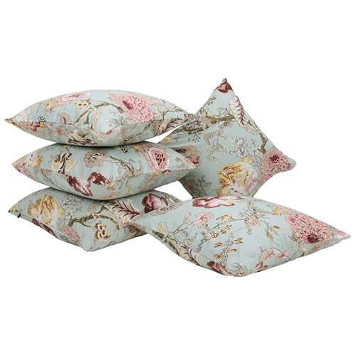 Clasiko Cotton Cushion Covers Set of 5; 24x24 Inches; Blush Green-250 TC - Image 2