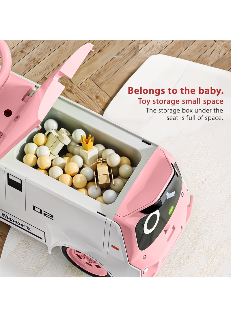 BAYBEE - Waldo Baby Ride on Car for Kids, Ride on Baby Car with Lights, Music & Storage Space | Kids Push Car for Baby | Push Ride on Car for Kids Toddlers 1 to 3 Years Boys Girls Pink - Image 1
