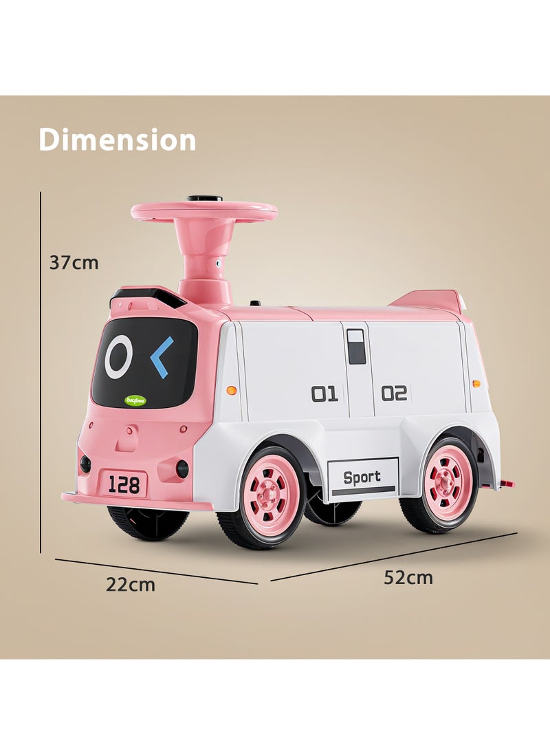BAYBEE - Waldo Baby Ride on Car for Kids, Ride on Baby Car with Lights, Music & Storage Space | Kids Push Car for Baby | Push Ride on Car for Kids Toddlers 1 to 3 Years Boys Girls Pink - Image 1