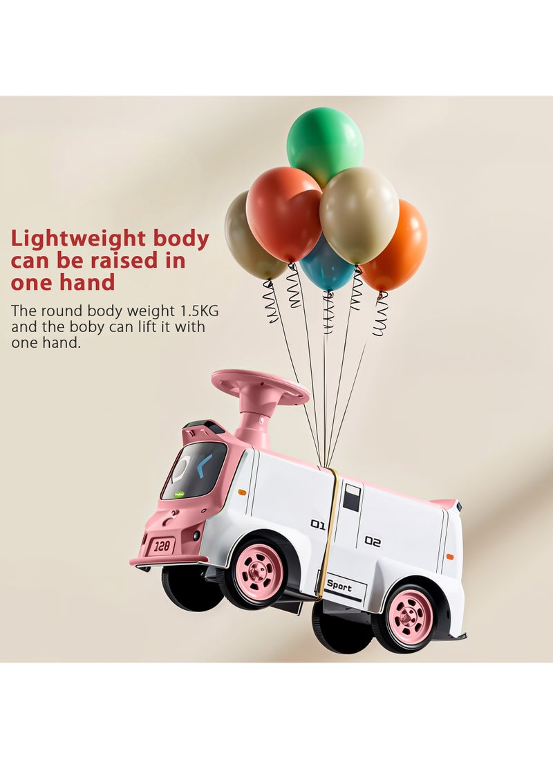 BAYBEE - Waldo Baby Ride on Car for Kids, Ride on Baby Car with Lights, Music & Storage Space | Kids Push Car for Baby | Push Ride on Car for Kids Toddlers 1 to 3 Years Boys Girls Pink - Image 1