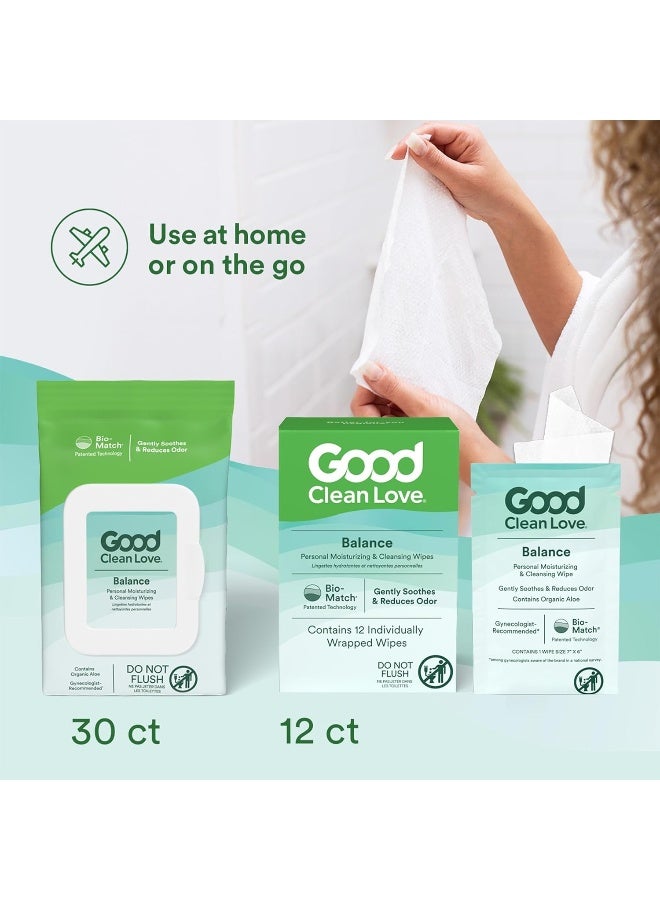 Good Clean Love Balance pHBalanced Feminine Wipes Supports Vaginal Health Naturally Reduces Odor NonIrritating Moisturizing Cleansing Hygiene Product Made with Organic Aloe 24 Count - Image 4