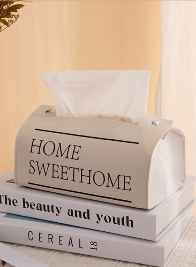TD HOME Vintage Letter  Leather Tissue Box Tissue Organizer Antique Tissue Holder - Image 4