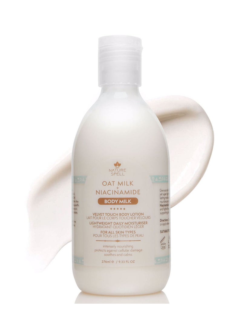 نايتشر سبيل لوشن الجسم المخملي من Nature Spell بحليب الشوفان والنياسيناميد – ترطيب ونعومة للبشرة – 276 مل - Image 1