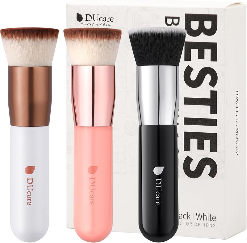 DUcare Foundation Brush 3pcs Flat Top Kabuki Brush Synthetic Professional Makeup Brushes Liquid Blending Mineral Powder Buffing Stippling - Image 1