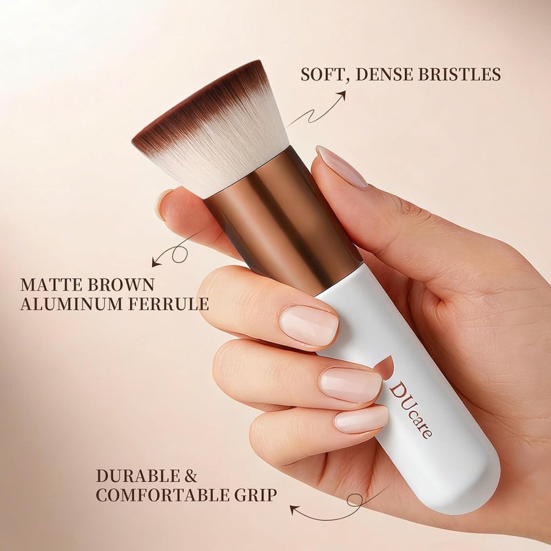 DUcare Foundation Brush 3pcs Flat Top Kabuki Brush Synthetic Professional Makeup Brushes Liquid Blending Mineral Powder Buffing Stippling - Image 3