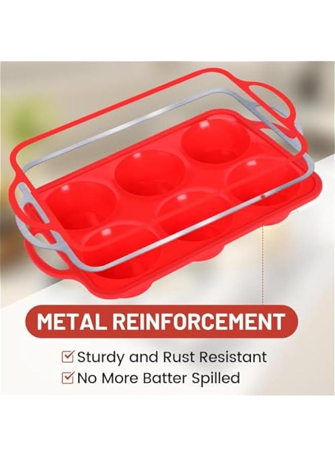 CAKETIME Large Muffin Pan Jumbo, Metal Reinforced Frame 3.5 Inch Large Silicone Cupcake Pan 6 Cup Jumbo Muffin Tin for Baking Easy to Handle - Image 2
