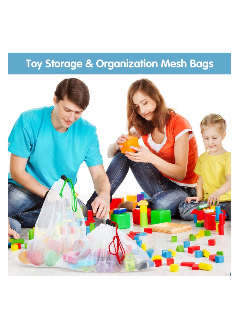 sokany 20 Pieces Reusable Produce Bags Mesh Pouch, Toy Storage Bags Drawstring Washable Organization 5 Large 8 Medium 7 Small for School Office, Puzzles Games Storage (Multicolour)  - Image 4