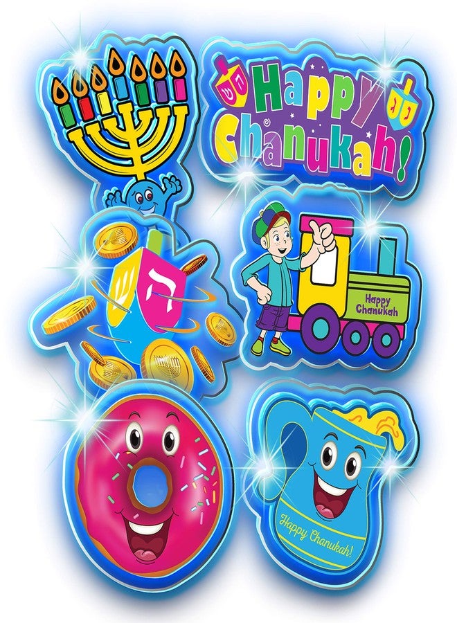 Izzy 'n' Dizzy Hanukkah LED Window Gel 6 Piece - Hanukkah Décor - Holiday Party Decoration - Happy Chanukah Window Gel - Image 1