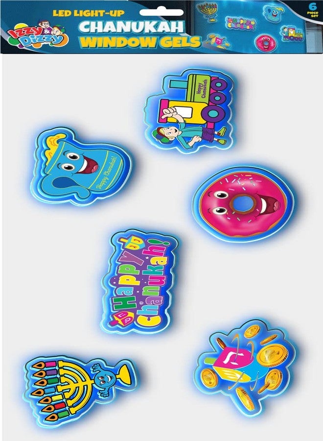 Izzy 'n' Dizzy Hanukkah LED Window Gel 6 Piece - Hanukkah Décor - Holiday Party Decoration - Happy Chanukah Window Gel - Image 5
