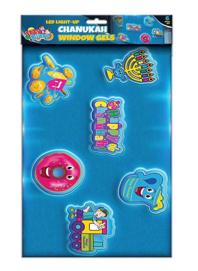 Izzy 'n' Dizzy Hanukkah LED Window Gel 6 Piece - Hanukkah Décor - Holiday Party Decoration - Happy Chanukah Window Gel - Image 3