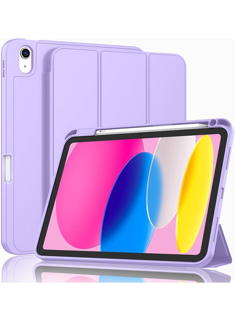 Theodor Compatible with iPad 10th Generation Case 10.9 Inch 2022 with Pencil Holder, Slim Trifold Stand Protective Cover with Soft TPU Back for iPad Case 10th Generation, Auto Sleep/Wake Lavender - Image 1