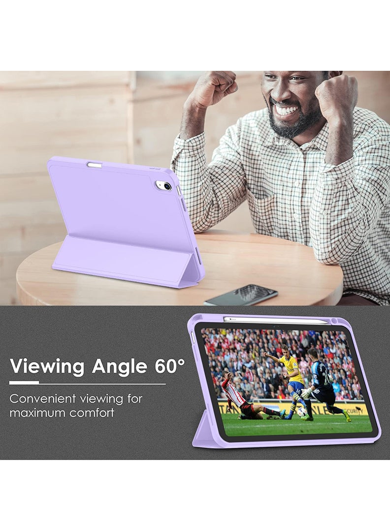 Theodor Compatible with iPad 10th Generation Case 10.9 Inch 2022 with Pencil Holder, Slim Trifold Stand Protective Cover with Soft TPU Back for iPad Case 10th Generation, Auto Sleep/Wake Lavender - Image 5