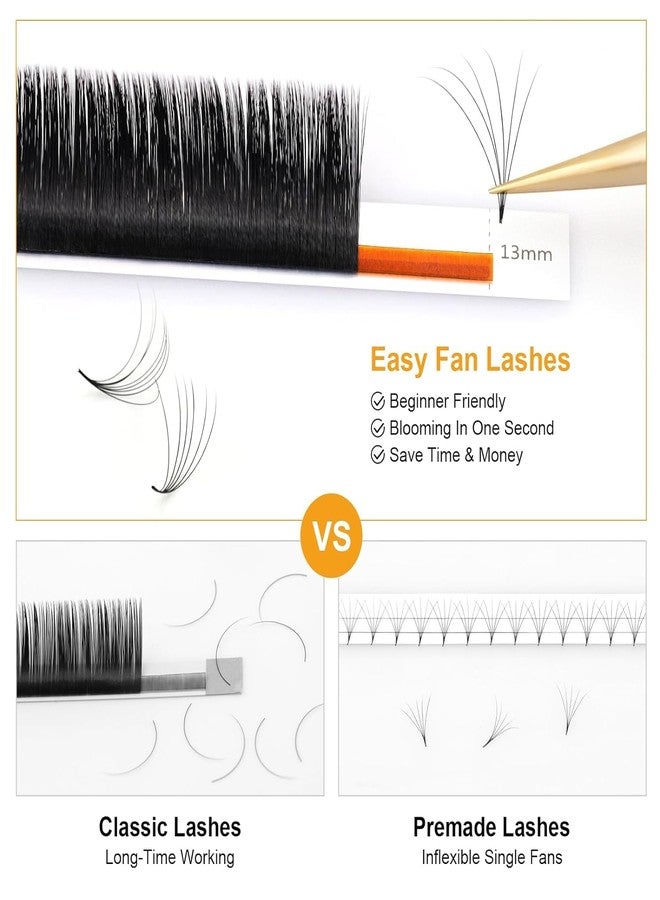 NAGARAKU Easy Fanning Auto Fans Eyelash Extension Self Handing Making Fast Bloom Flowering Pre-bonded Lashes Mega Volume 12 Row/Tray With Thickness 0.05mm Curl C (Length - 15mm) - Image 4