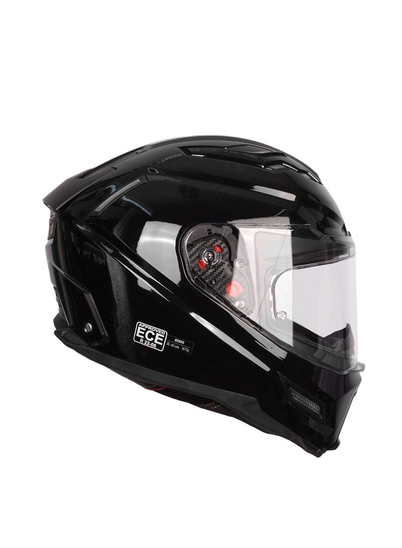 SMK Agnar Solid GL 200 Full Face Helmet Gloss Black, Dual Visor - 70018 - Image 1
