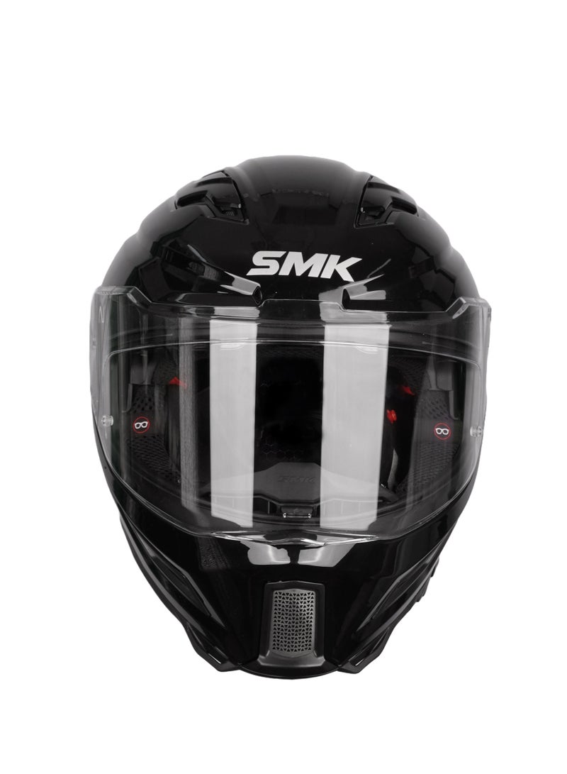 SMK Agnar Solid GL 200 Full Face Helmet Gloss Black, Dual Visor - 70018 - Image 3