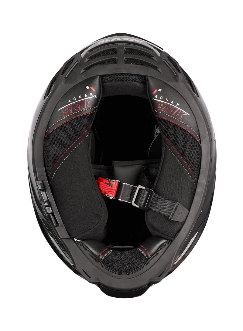 SMK Agnar Solid GL 200 Full Face Helmet Gloss Black, Dual Visor - 70018 - Image 4