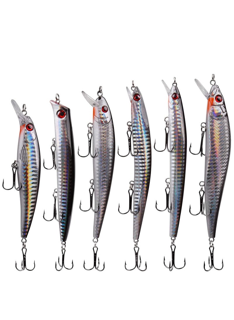 Generic - Fishing Lures Kit Top Water Lures For Freshwater And Saltwater,  6 Pieces Sharp Treble Hooks With 3D Body Design And Stainless Steel Split Rings Fishing Lures - Image 1